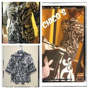 Chico's black and white button top size small